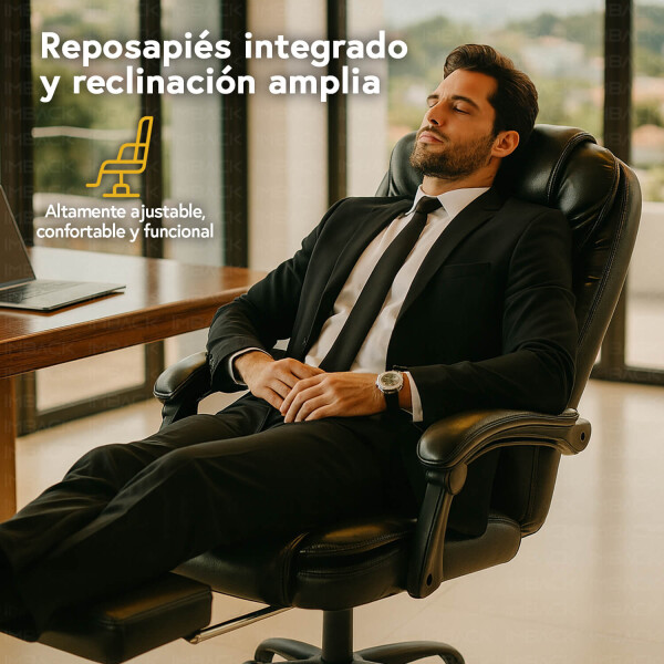 Silla Oficina Sillon Escritorio Ejecutiva Ergonomica Cuero con apoyapies IMBACK Color Negro Silla Oficina Sillon Escritorio Ejecutiva Ergonomica Cuero con apoyapies IMBACK Color Negro