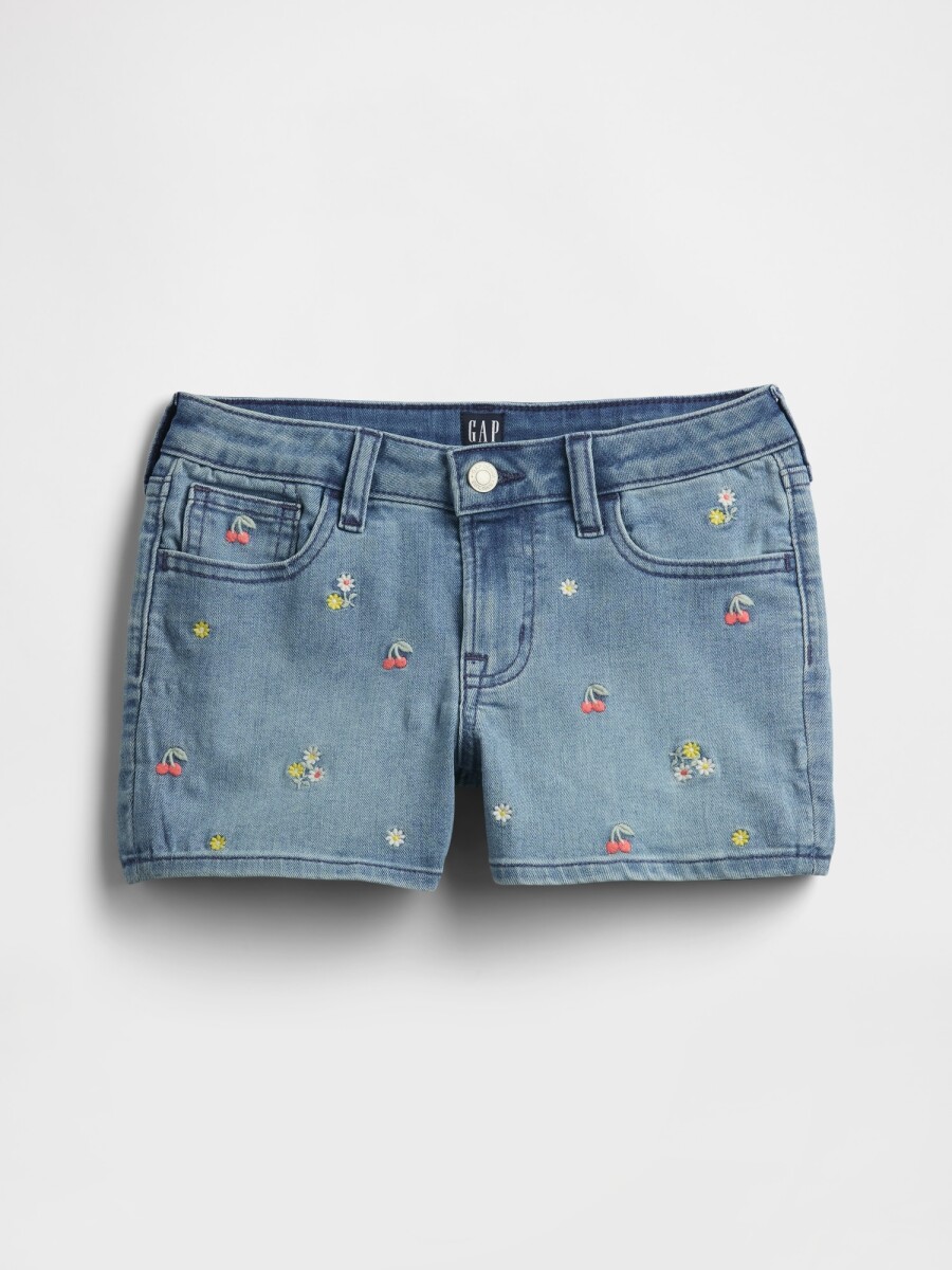 Short De Jean Niña - Blue Multi Floral 