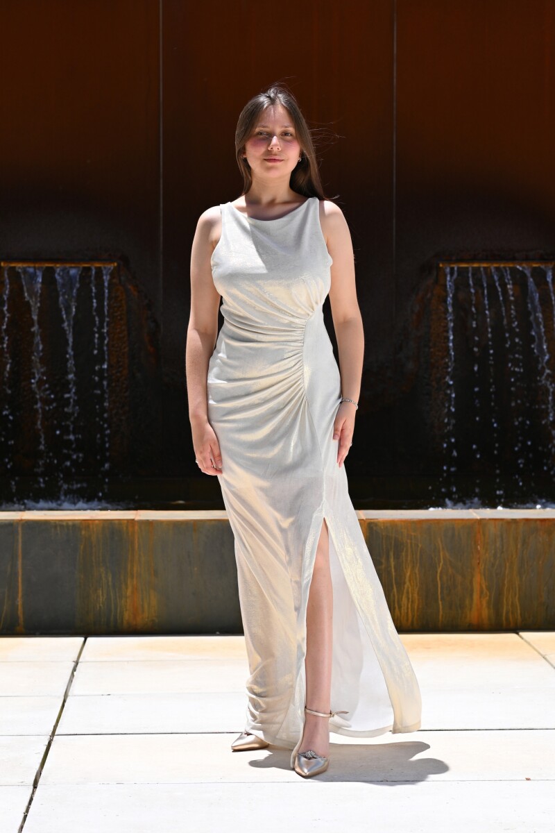 Vestido largo Fabricia - Gris claro metalizado 