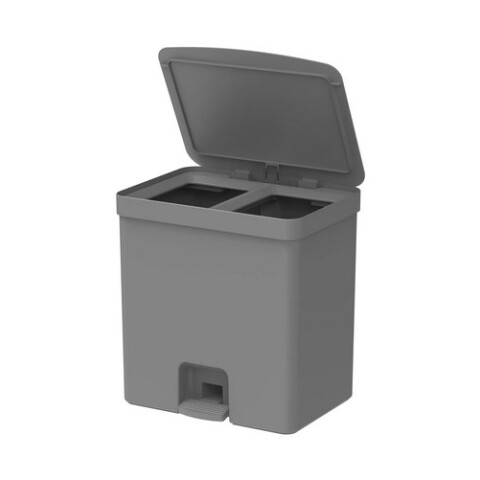 Papelera doble compartimento con pedal 20L Gris