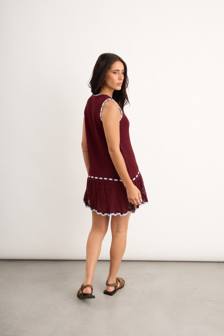 Vestido Magnolia corto Bordó