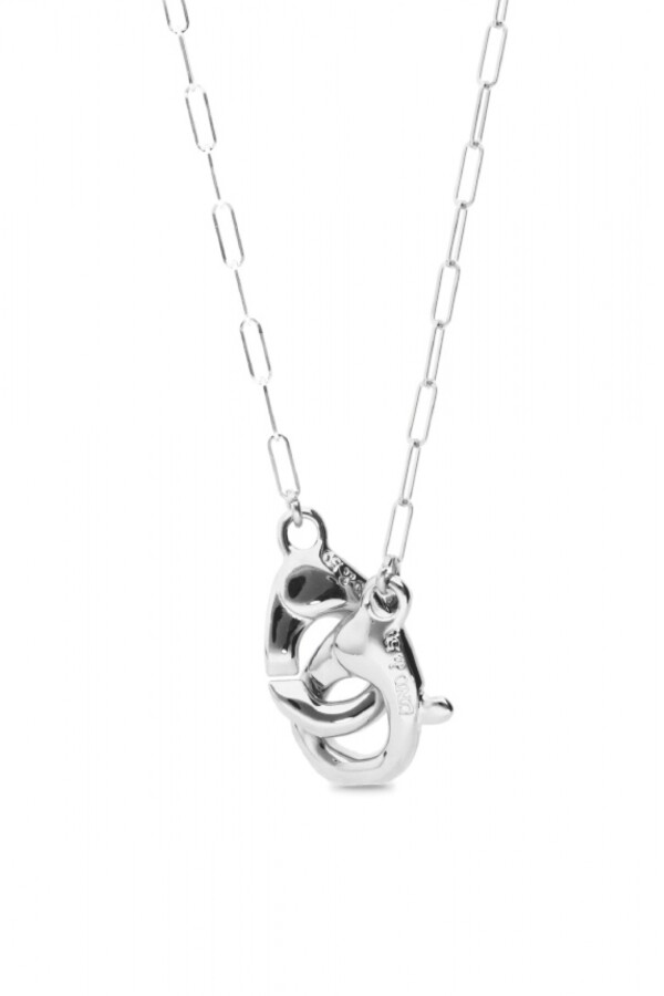 COLLAR LARGO BAÑADO EN PLATA CON MOSQUETÓN ENTRELAZADO Colgante