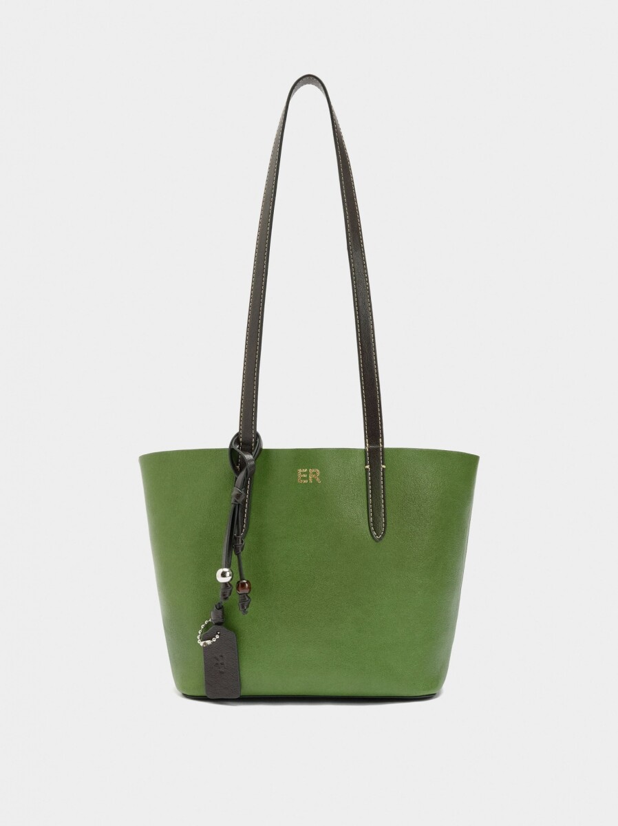 Bolso Shopper Reversible Con Bolsa Extraíble M - verde 