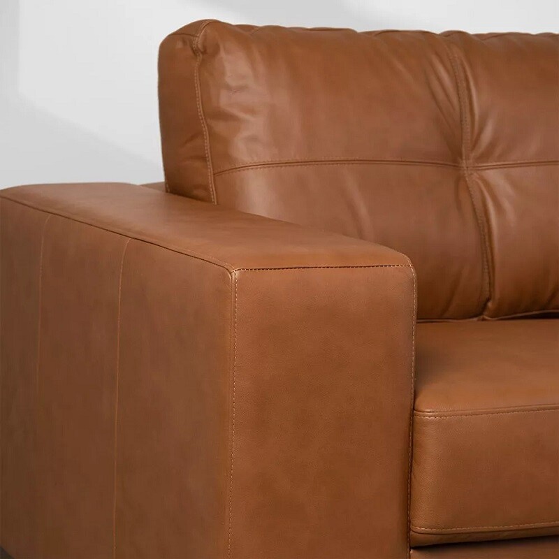 SOFA 100% CUERO - 3 CUERPOS + CHAISE DERECHO - MODELO DOMINI - MARRON CLARO SOFA 100% CUERO - 3 CUERPOS + CHAISE DERECHO - MODELO DOMINI - MARRON CLARO