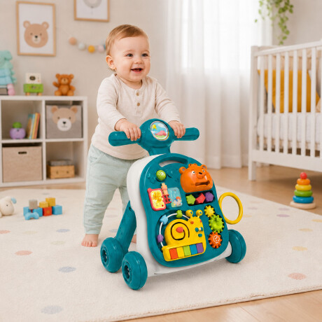 Andador Musical Bebé 4 En 1 Luces Y Sonidos Mesa Didáctica Verde