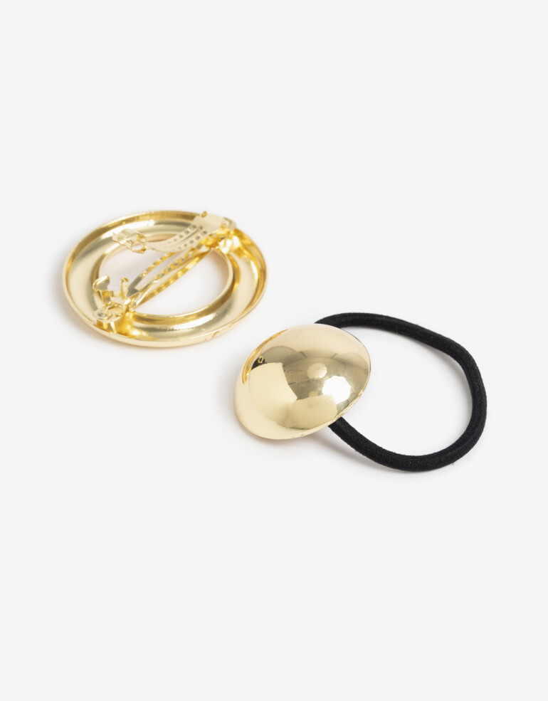 Accesorios Pelo Set Varios Set De Hebilla Y Gomita Elástica Cuff - Dorado