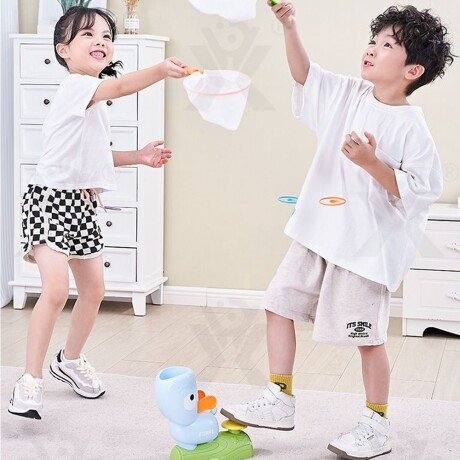 Juguete Deportivo Portátil Lanzador Discos Frisbee p/ Niños Celeste