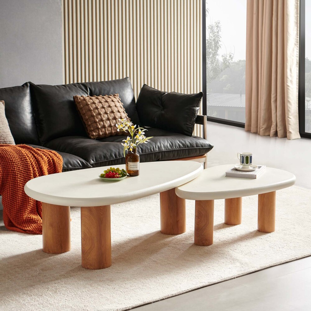 SET DE MESAS CENTRALES MDF-Y-MICROCEMENTO EMMA