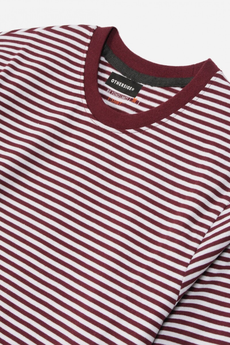 Remera m/l a rayas BORDO