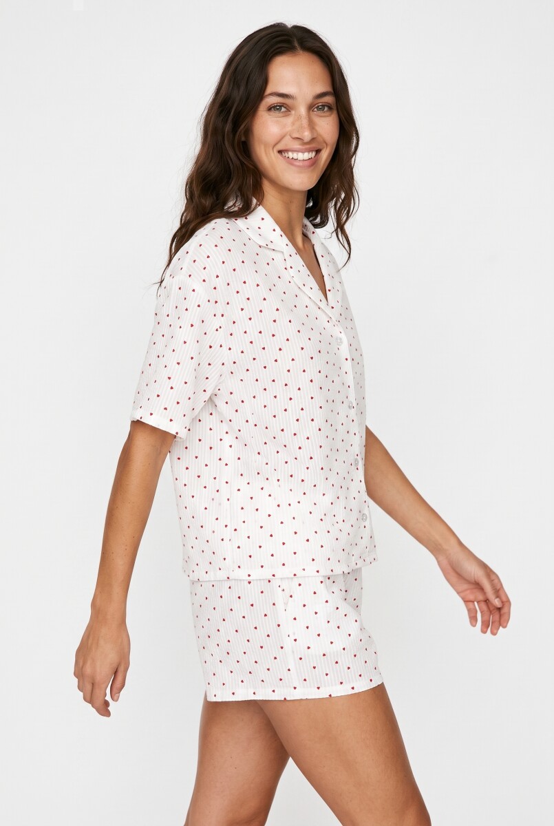 PIJAMA CONJUNTO TOP + SHORT SELENA - BLANCO 