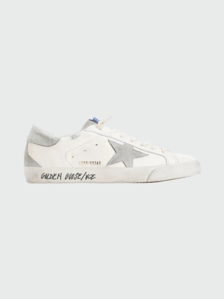 Golden Goose-Championes de cuero acordonados, Super Star Blanco