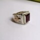 Anillo sello caballero plata y oro piedra rectangular rubi Anillo sello caballero plata y oro piedra rectangular rubi