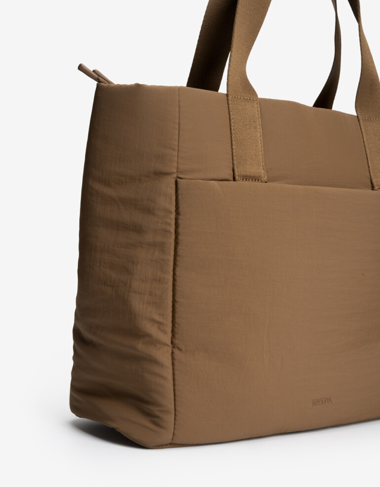 Shopper Nylon Shopper Con Doble Asa De Hombro. - Marron Beige