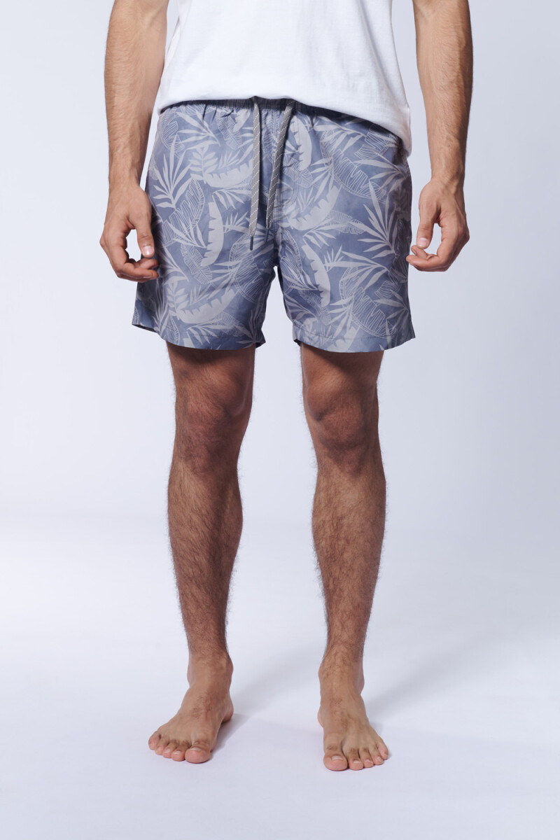 Short de baño Estampa Tropical Gris