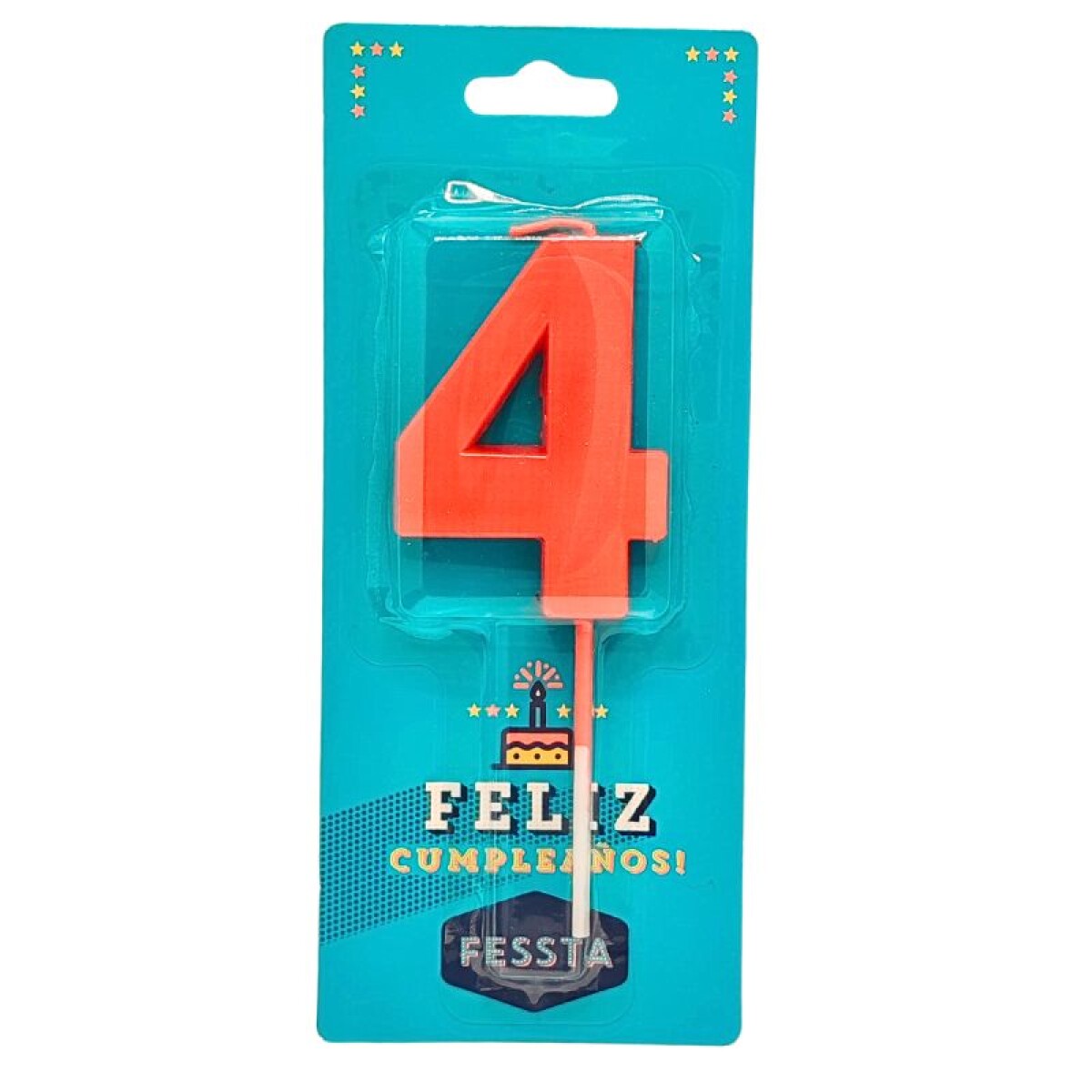 Vela Número 3D Grande Roja - CUATRO 