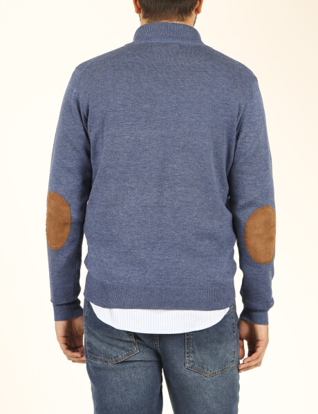 Sweater Medio Cierre Harrington Label Azul Piedra