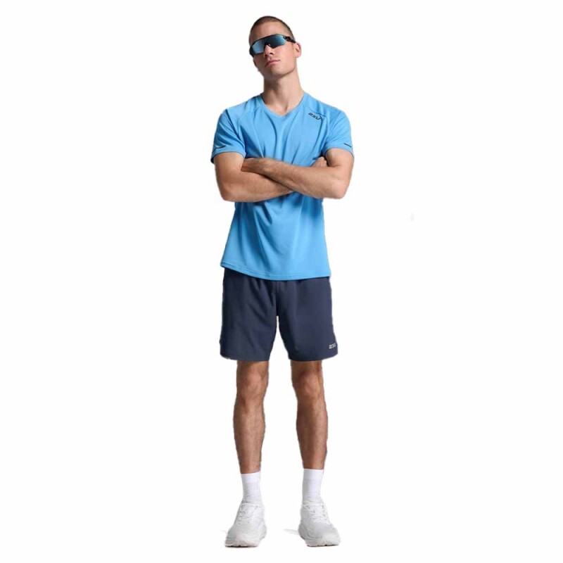 Polo Running Aero Tee Hombre Azure/black Reflective