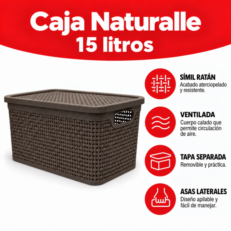 Caja simil ratán 15 lts CHOCOLATE