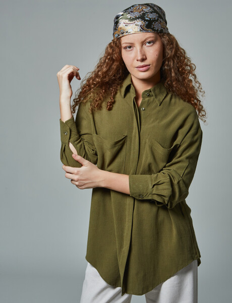 Camisa lino oversize oliva