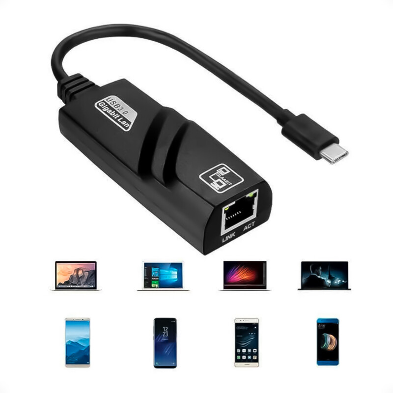 Adaptador de Red USB Tipo C 3.0 a Ethernet Rj45 Gigabit 1000 Mbps Adaptador de Red USB Tipo C 3.0 a Ethernet Rj45 Gigabit 1000 Mbps