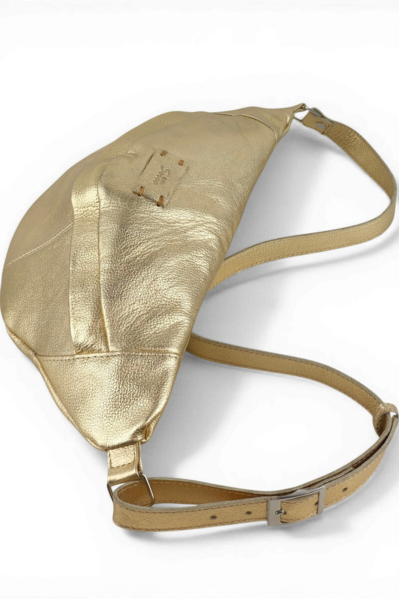 Riñonera Grande de Cuero Dorado