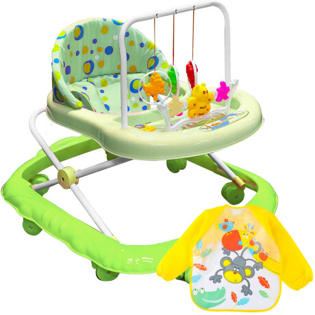 Andador Caminador Plegable P/ Bebé Didáctico + Babero Verde