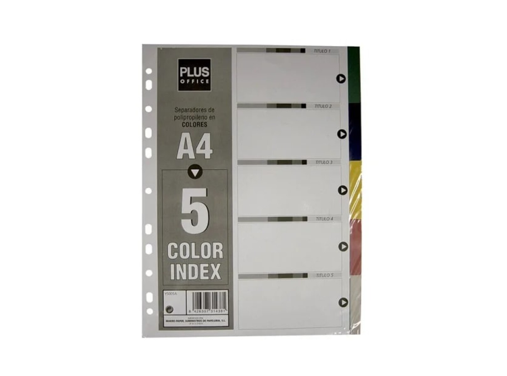 Separador Plus Office 5 Colores 