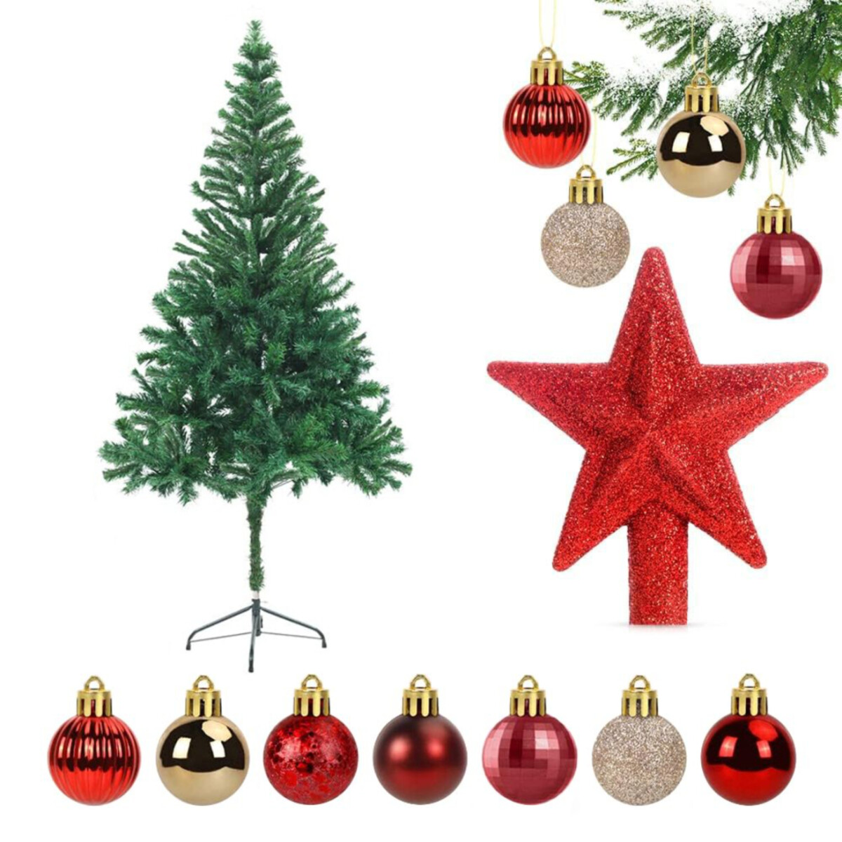 Kit Arbol Completo + Adornos Chirimbolos Decoracion Navideña - Variante Color Rojo 