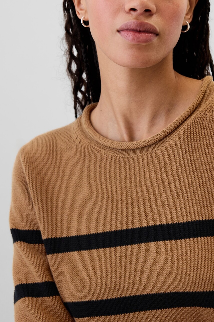 Buzo Algodón Mujer Camel Stripe