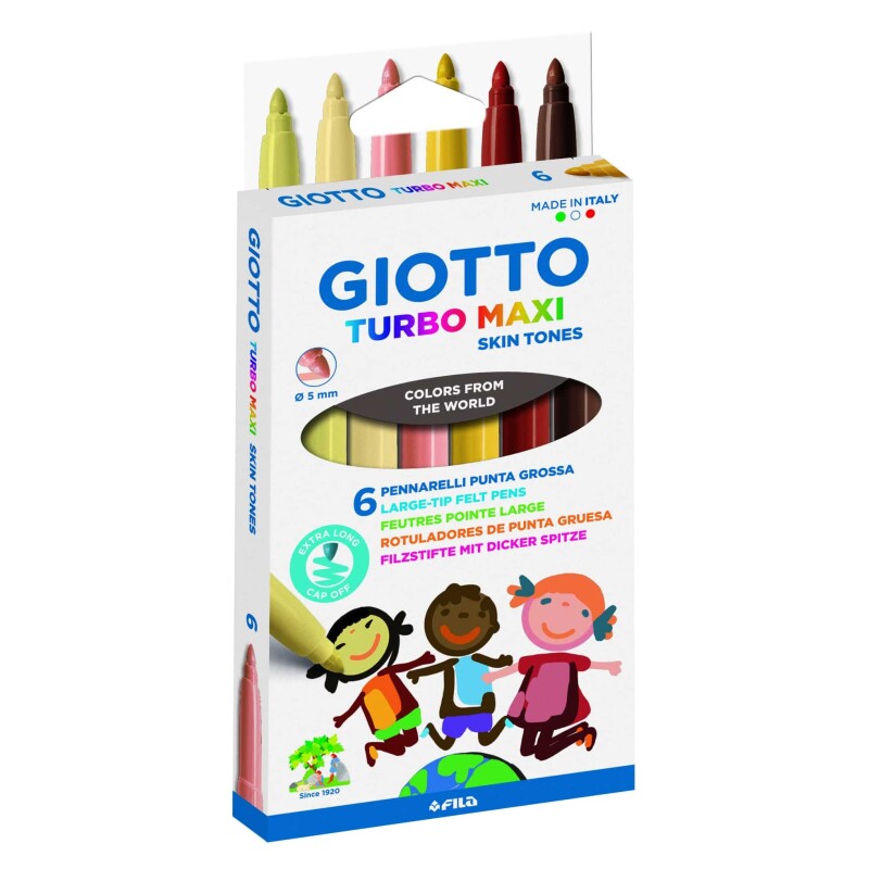 Marcadores GIOTTO Turbo Maxi SKIN TONES etuche *6 col. Marcadores GIOTTO Turbo Maxi SKIN TONES etuche *6 col.