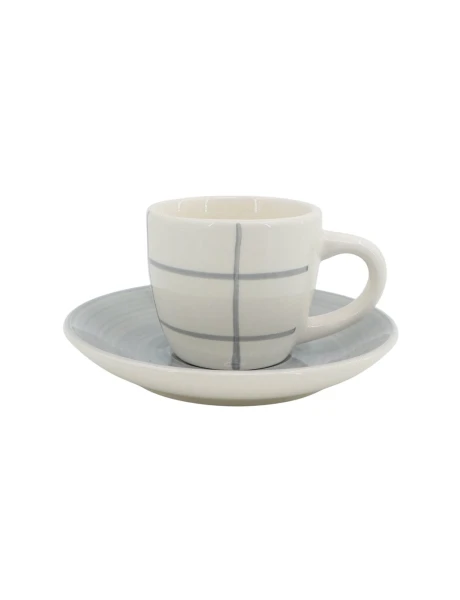 TAZA DE CAFE 90ML CON PLATO CERAMICA QUADRA BLANCO/GRIS TAZA DE CAFE 90ML CON PLATO CERAMICA QUADRA BLANCO/GRIS
