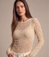 Remera Encaje Beige