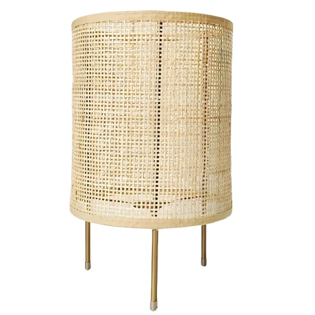 Lámpara Portátil De Escritorio Rattan Praga Beige
