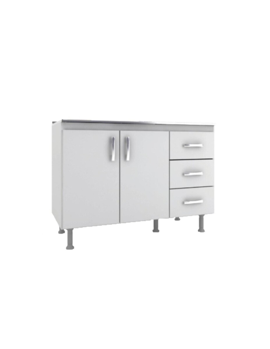 Bajo Mesada 120cm 2 Puertas 3 Cajones Blanco 601 