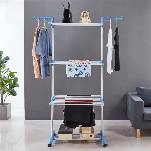 Tendedero Plegable Ropa 6 Alas 3 Niveles C/ Ruedas Vertical Variante Color Blanco (Grande)