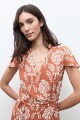 Vestido cruzado estampa Dalia lacre