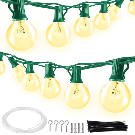 Guirnalda Guía Luces Vintage X25 + 2 Rep 7,62m Jardín Verde