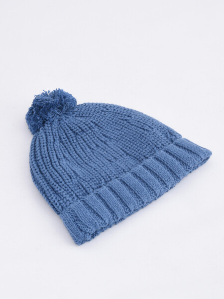 Gorro de punto con pom pom Azul