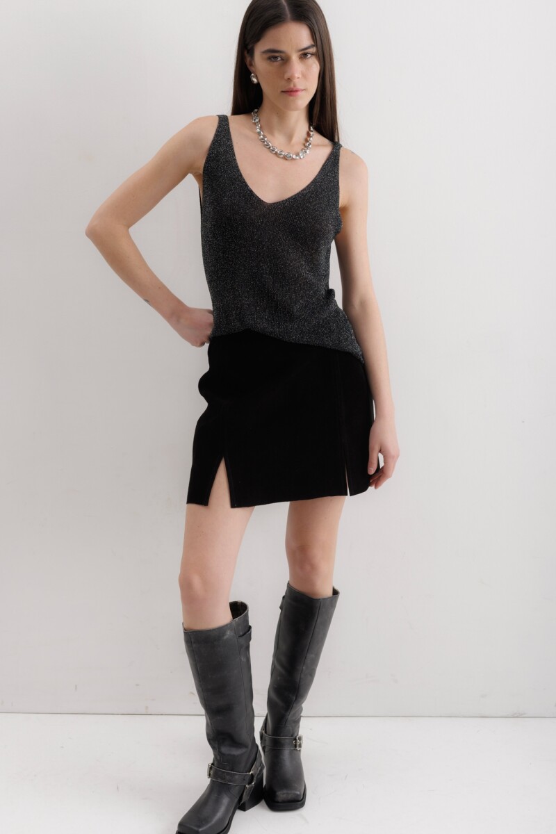 Falda Leather Marina Negro