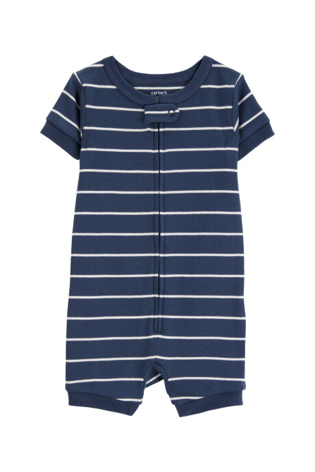 Pijama corto una pieza de algodón, diseño a rayas Sin color