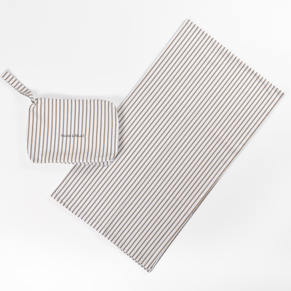 Necessaire y Manta Verano Rayas Beige