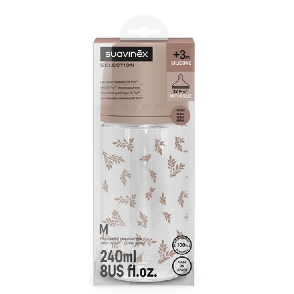 Biberon vidrio Wonder Suavinex 240 ml HOJAS