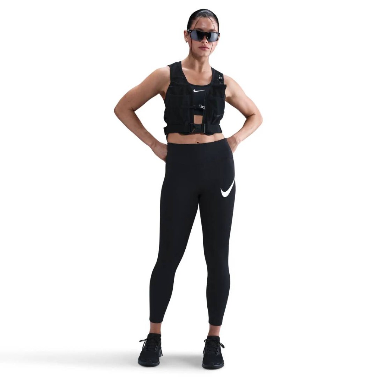 Pantalón Largo Nike Tempo Swoosh Run High-Waisted 7/8 Running Leggings de Mujer - negro 