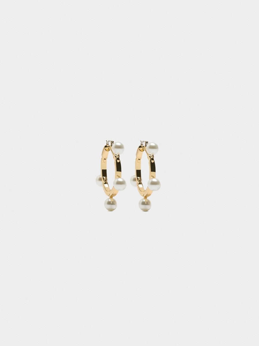 Aros Con Perlas - dorado 
