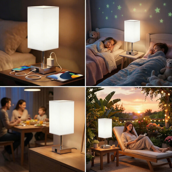 Lámpara de Mesa Touch IMBACK IBK-ILU013 | Con USB-C, USB-A y Enchufes | Moderna y Funcional Blanco Lámpara de Mesa Touch IMBACK IBK-ILU013 | Con USB-C, USB-A y Enchufes | Moderna y Funcional Blanco