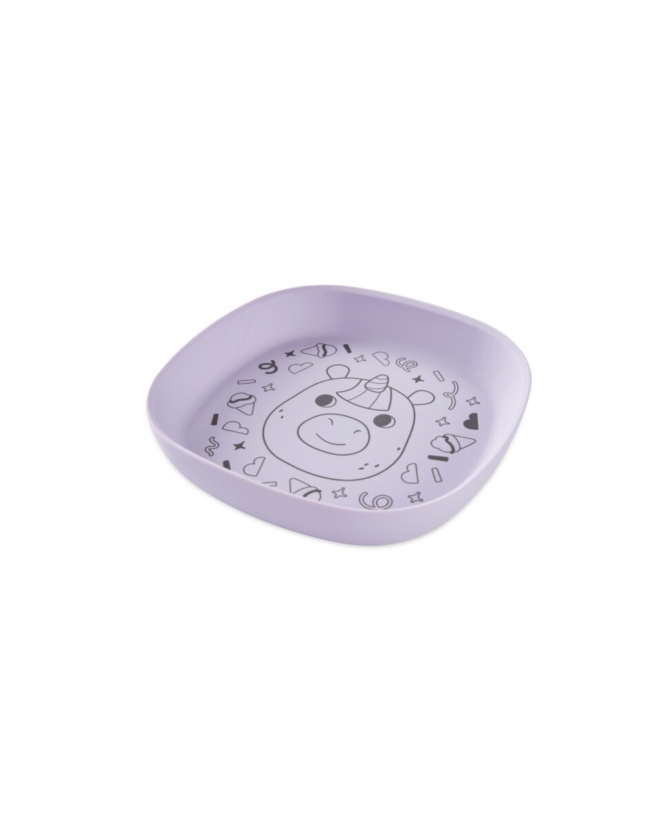 Plato de silicona, púrpura, diseño unicornio 
