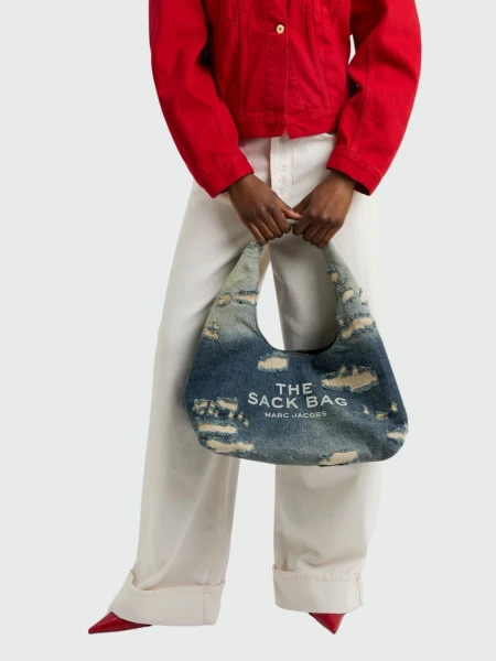 MARC JACOBS - THE RIP AND REPAIR DENIM SACK BAG 491