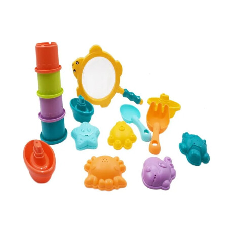 Set de Juguetes para Arena y Agua Incluye Palas Moldes Botes Multicolor