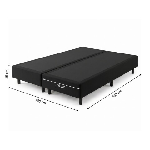 Base Box Sommier Tapizada Negra para Colchón 158x198x35 Doble