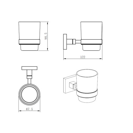 PORTA VASO DE VIDRIO MANCHESTER 90.5X122MM AQUALIA 000